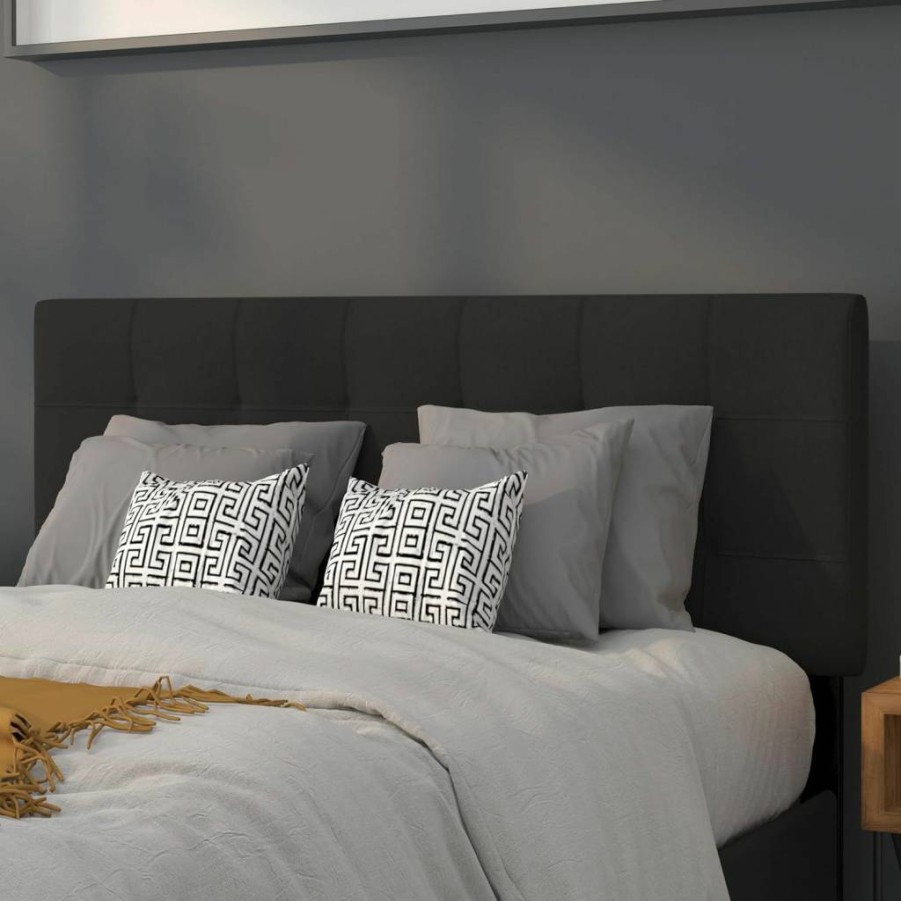 Flash Furniture Contemporary Black Tufted Upholstered Headboard for Full Size Bed, Adjustable Height Fabric Headboard