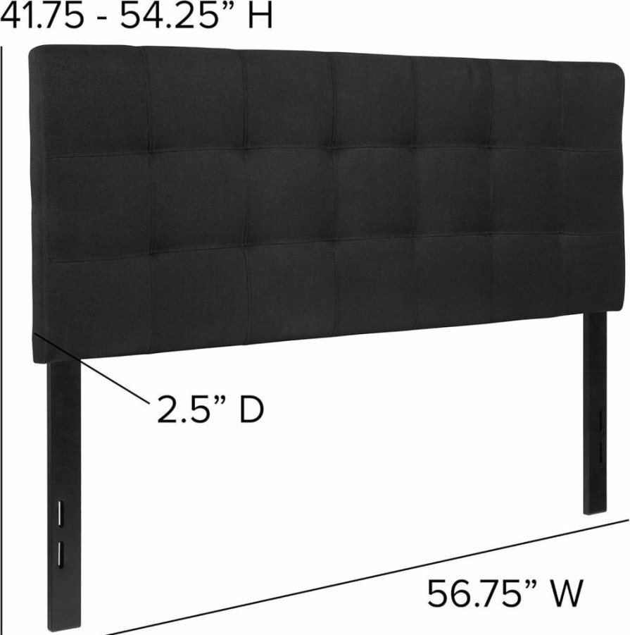 Flash Furniture Contemporary Black Tufted Upholstered Headboard for Full Size Bed, Adjustable Height Fabric Headboard
