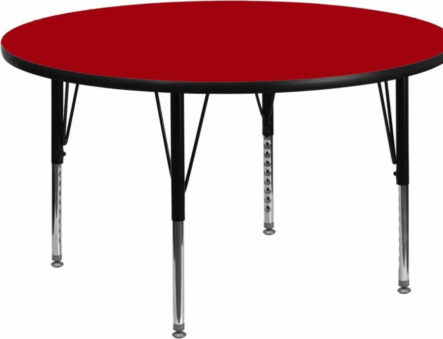 Flash Furniture 48" Round Adjustable Height Activity Table - Yellow Thermal Laminate Top, Short Legs for Kids & Classrooms