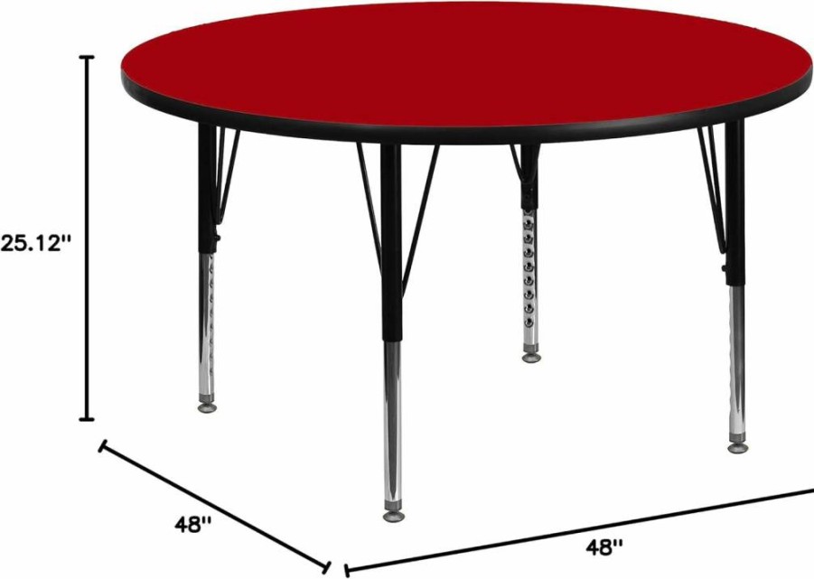 Flash Furniture 48" Round Adjustable Height Activity Table - Yellow Thermal Laminate Top, Short Legs for Kids & Classrooms