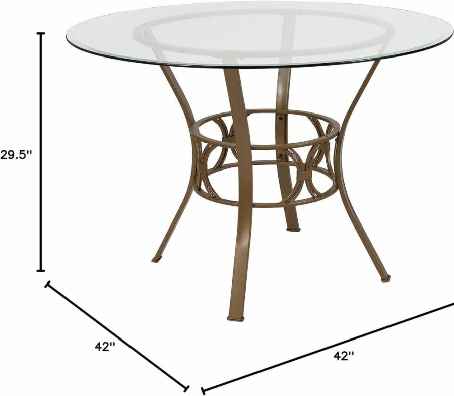 Flash Furniture 45" Silver Round Glass Dining Table with Sturdy Metal Frame - Modern Kitchen & Dining Room Decor