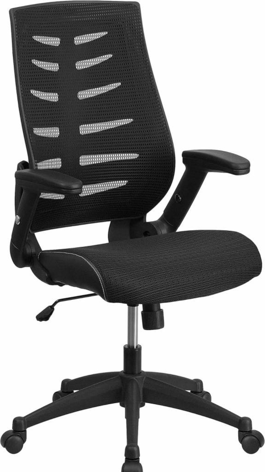 Flash Furniture Kale High-Back Ergonomic Office Chair - Black Mesh Executive Swivel Chair with Adjustable Height & Flip-Up Arms