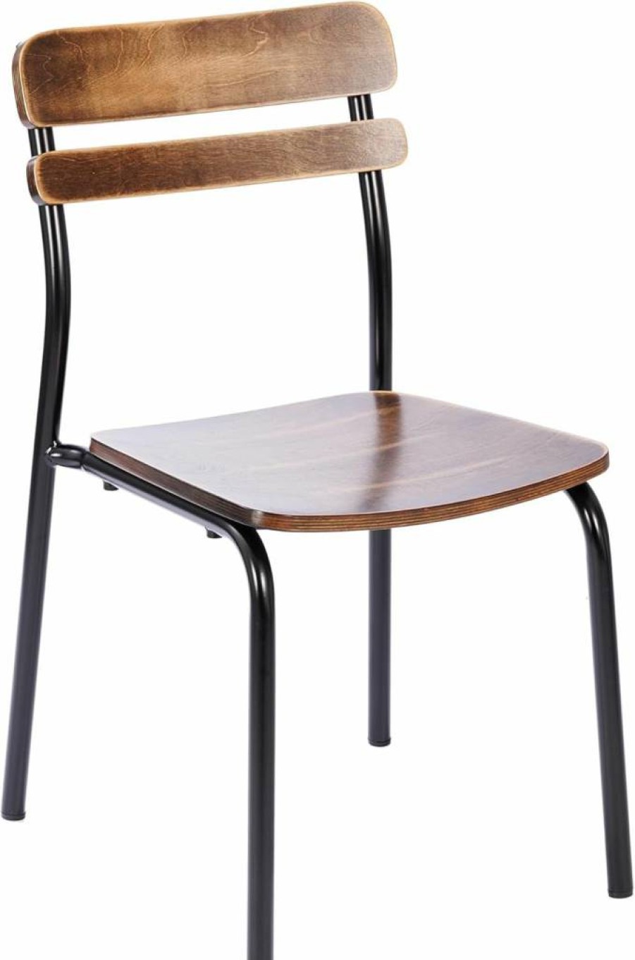 Flash Furniture Cyprus Commercial Grade Dining Chair - Metal Frame, Solid Wood Seat & Back, Floor Glides, White/Antique White Finish