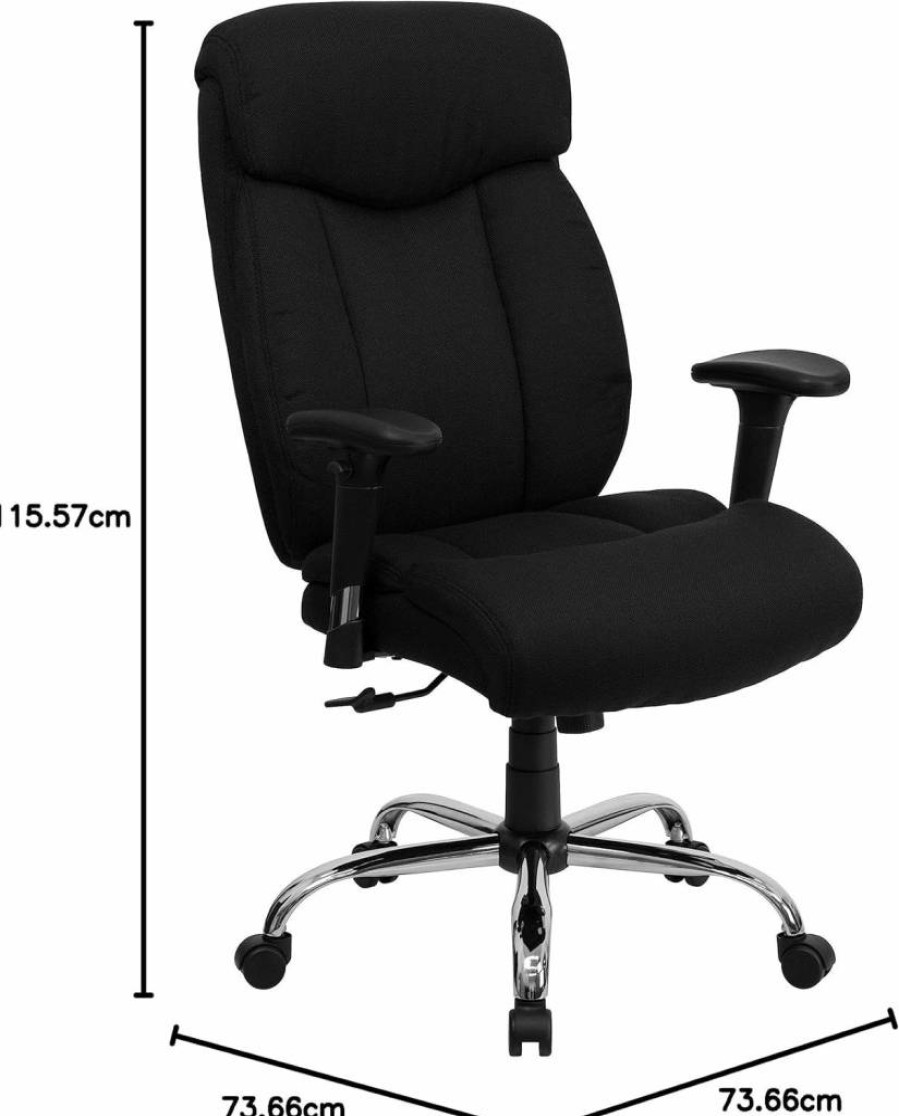 Flash Furniture Hercules Series Big & Tall Executive Office Chair - High-Back Ergonomic Swivel Chair with Adjustable Headrest & Padded Seat, Black LeatherSoft Design