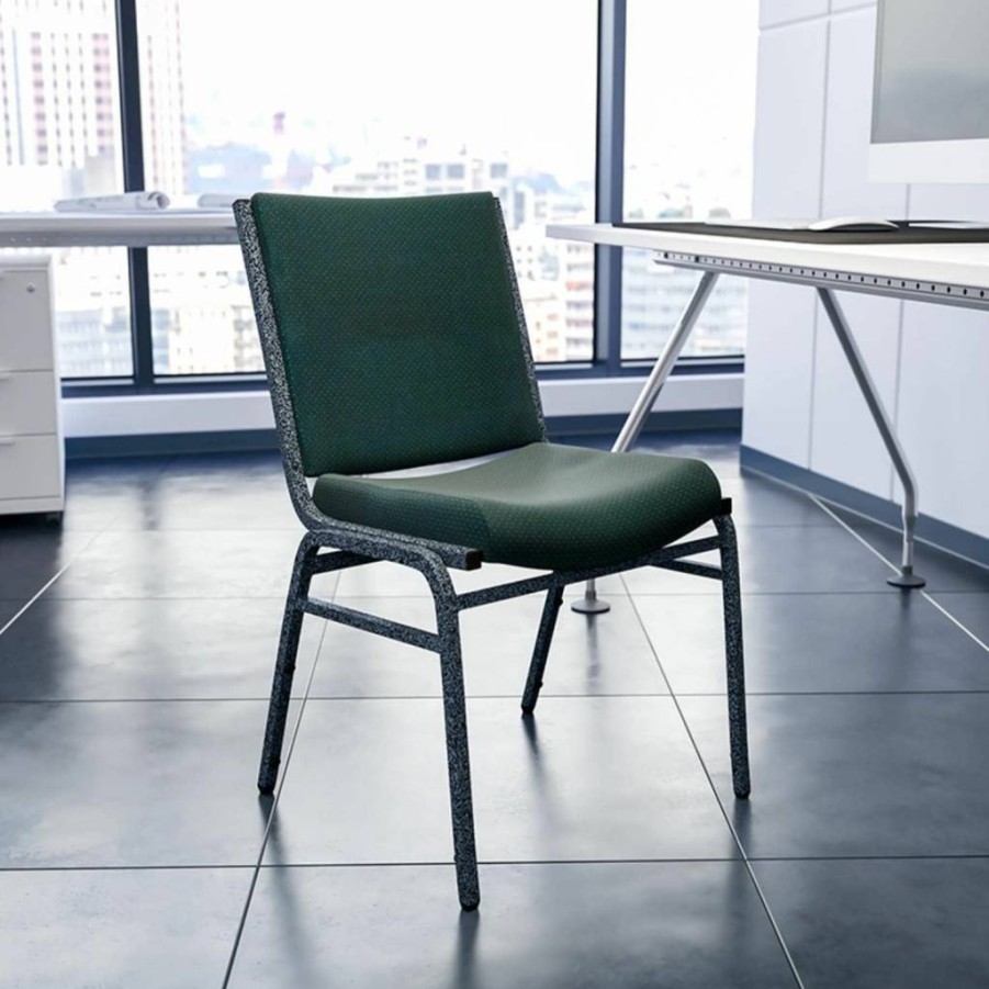 Flash Furniture Hercules Series Heavy Duty Black Vinyl Stack Chair - Single Chair for Office, Conference, or Event Seating