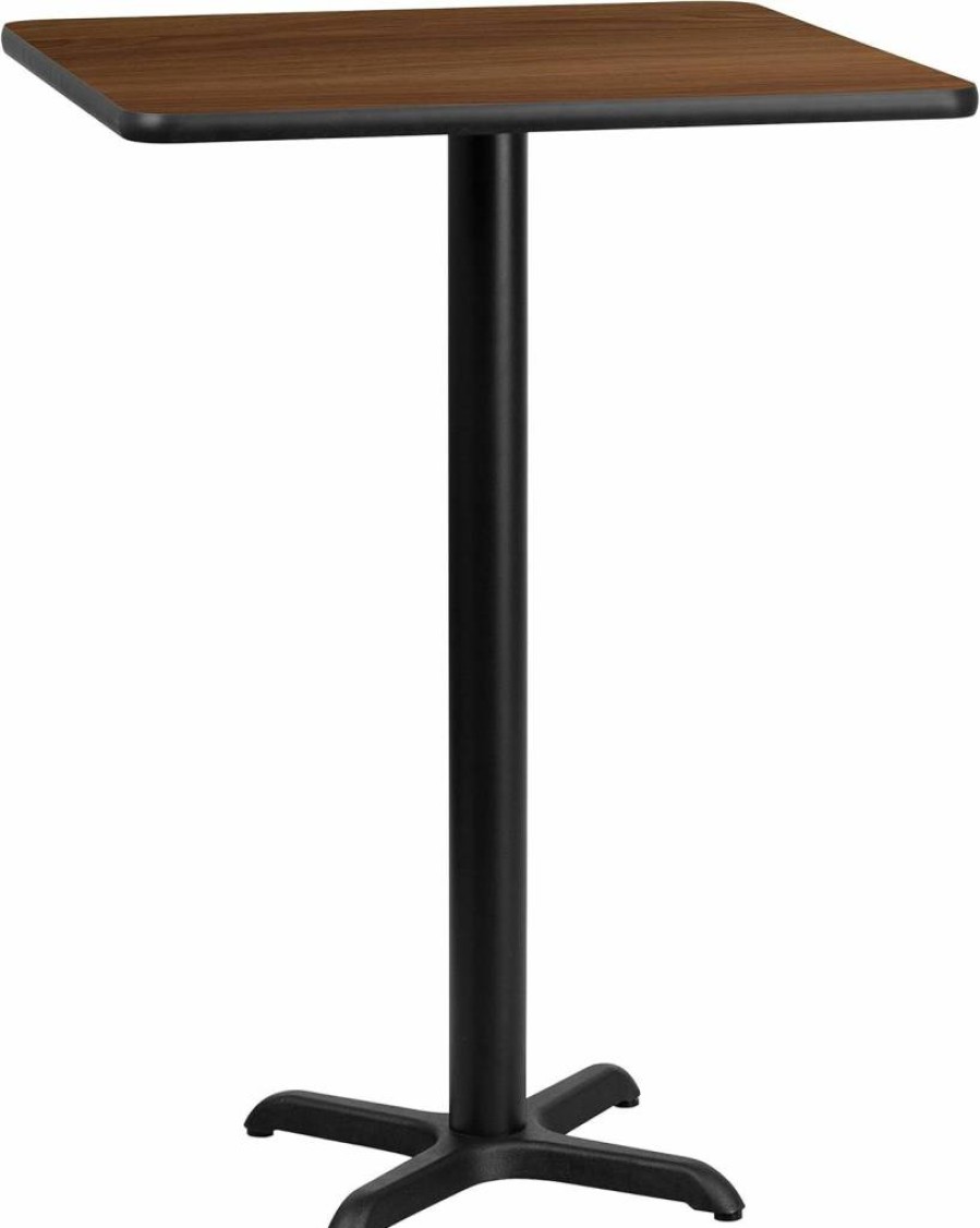 Flash Furniture 30" Square Mahogany Laminate Bar Table with 22" x 22" Height-Adjustable Base