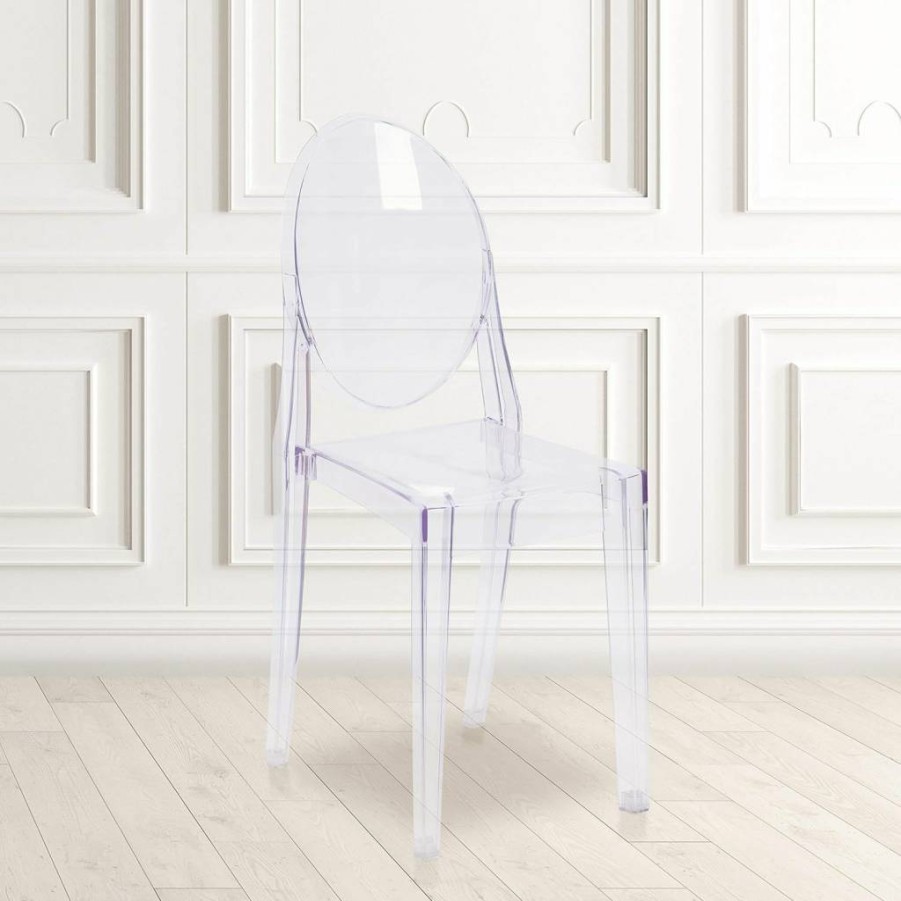 Flash Furniture Cheryl Stackable Transparent Crystal Accent Chair for Indoor/Outdoor Dining & Restaurant Use