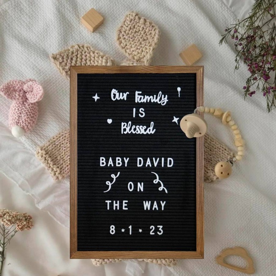 Flash Furniture Gracie 12x17 Inch Felt Letter Board with Wooden Frame - Includes 389 Letters, Numbers, Symbols & Icons, Comes with Canvas Carrying Case (Torched Wood/Black Felt)