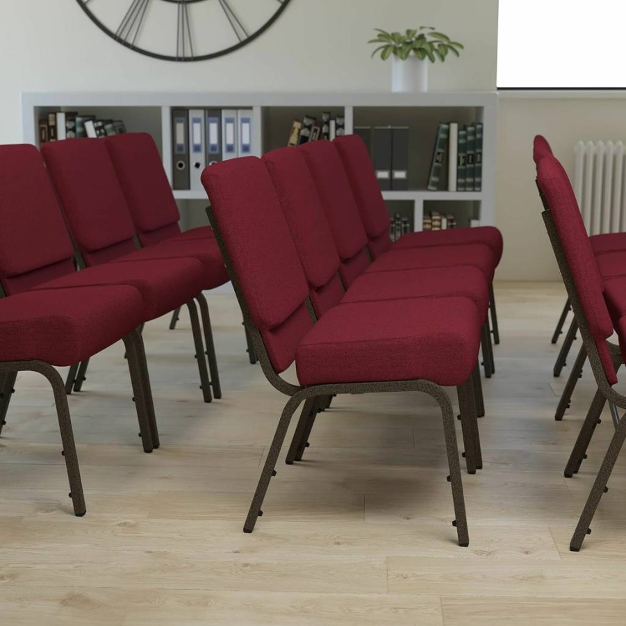 Flash Furniture Hercules Series 21" Wide Dark Gray Fabric Church Chair with Silver Vein Metal Frame