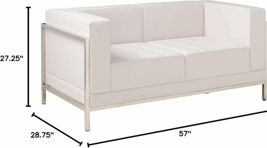 Flash Furniture Hercules Series White Leathersoft Loveseat - Contemporary Design with Sturdy Encasing Frame