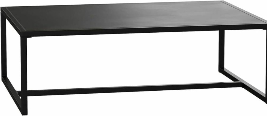 Flash Furniture Brock Commercial Steel Outdoor Coffee Table - Black Rectangular Textured Top with Square Leg Frame, Modern Patio Furniture