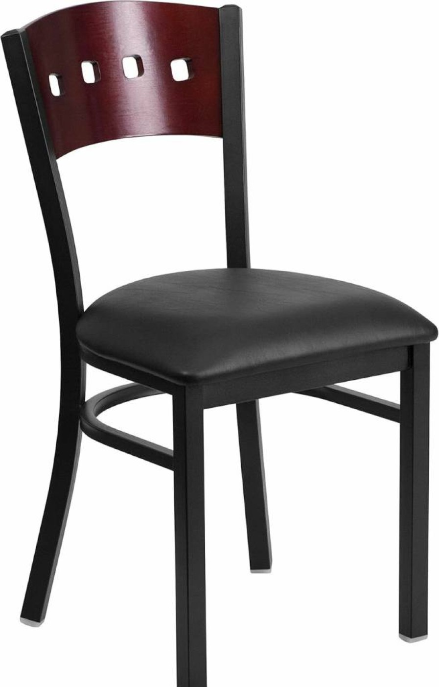 Flash Furniture Hercules Series 2-Pack Black Metal Restaurant Chairs with Mahogany Wood Back and Vinyl Seat