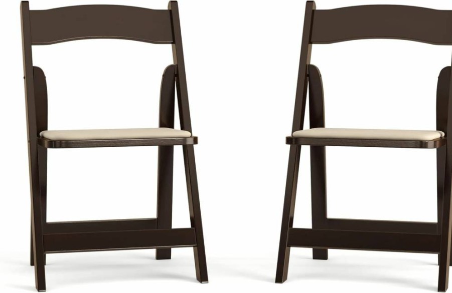 Flash Furniture Hercules Series Vinyl Padded Wood Folding Chair - Fruitwood Finish, Comfortable & Durable Seating