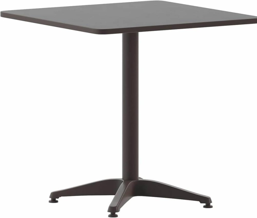 Flash Furniture Mellie 27.5-Inch Square Aluminum Patio Table with Sturdy Base for Indoor & Outdoor Use
