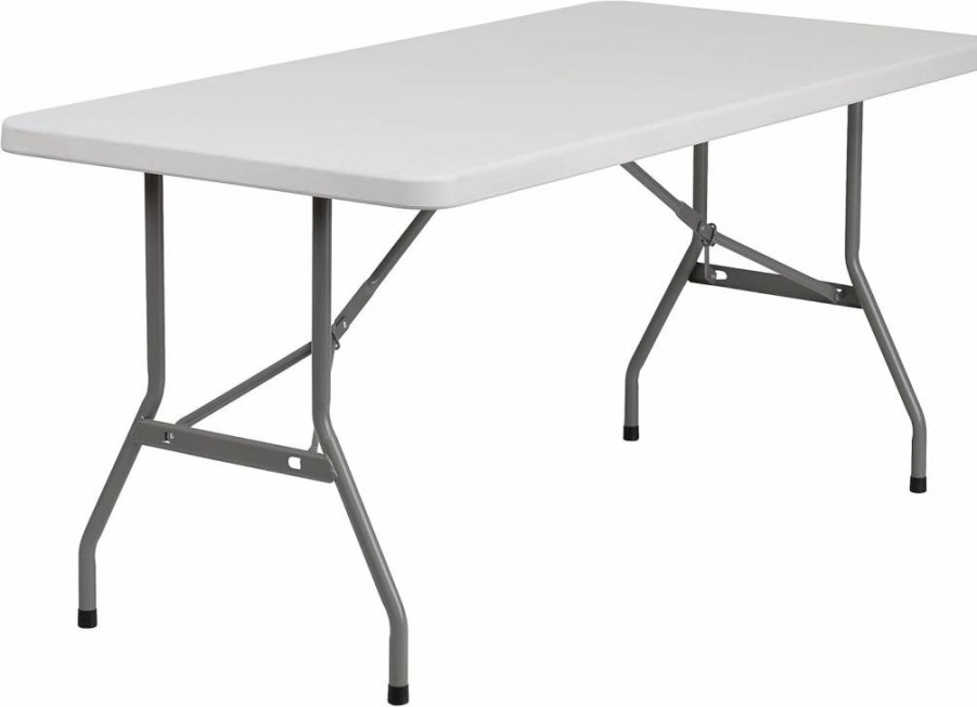 Flash Furniture 5-Foot Granite White Folding Plastic Table for Indoor & Outdoor Use