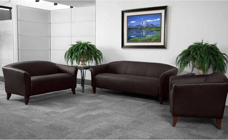 Flash Furniture Hercules Imperial Series Brown LeatherSoft Loveseat - 2-Seater Sofa, Comfortable faux Leather, Modern Living Room Furniture