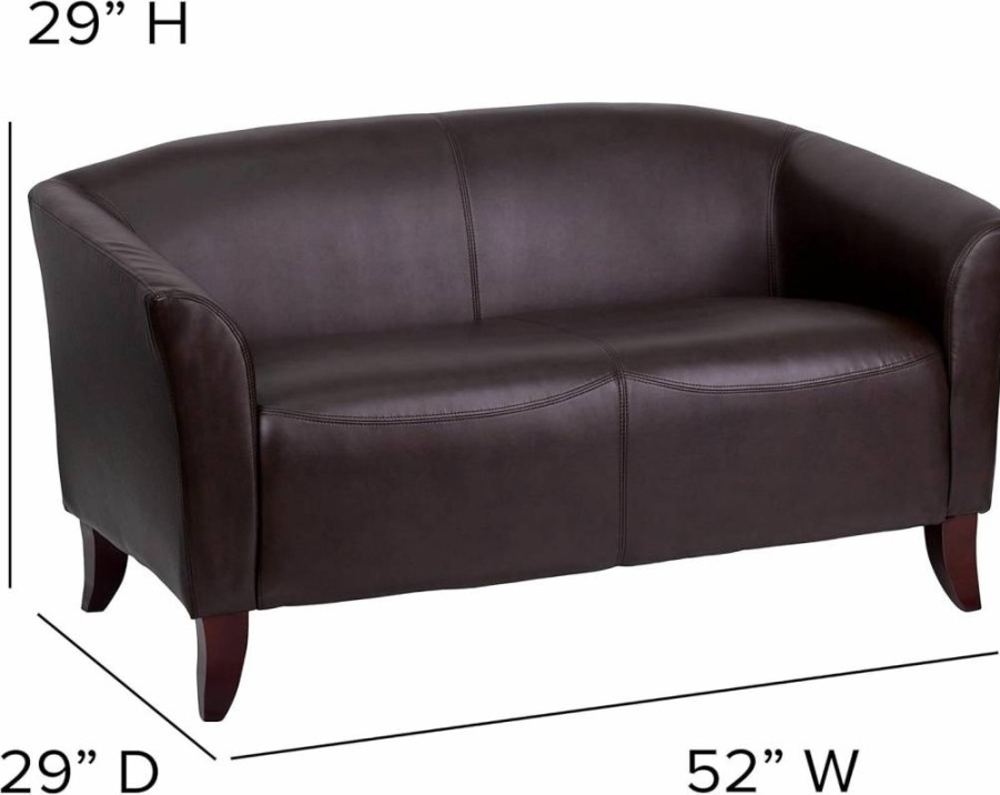 Flash Furniture Hercules Imperial Series Brown LeatherSoft Loveseat - 2-Seater Sofa, Comfortable faux Leather, Modern Living Room Furniture