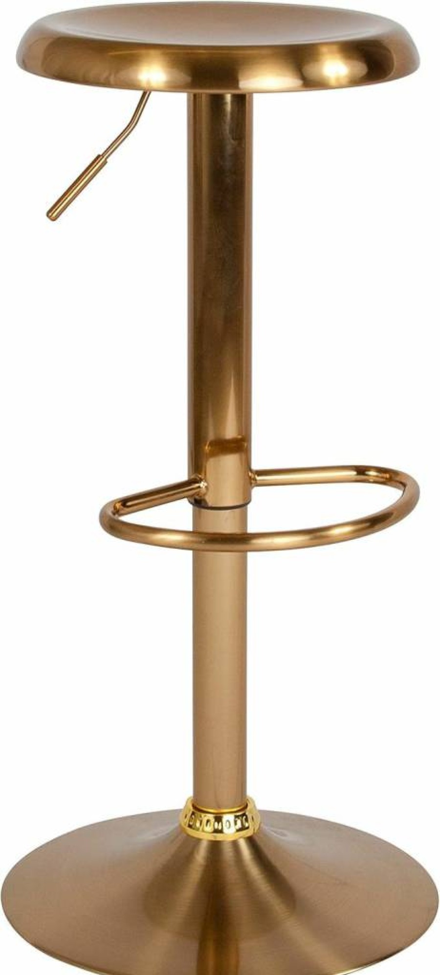 Flash Furniture Madrid Series Gold Adjustable Height Swivel Bar Stool with Footrest - Backless Retro Metal Stool for Counter or Bar