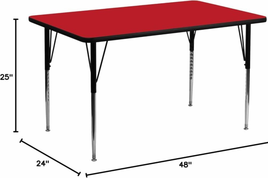 Flash Furniture Wren 24x48 Inch Adjustable Height Rectangular Activity Table - Oak HPL Laminate Top, Standard Legs