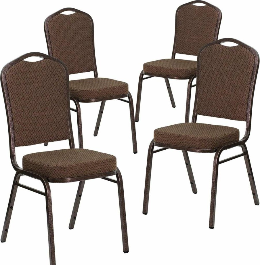 Flash Furniture 4-Pack Gray Fabric Hercules Series Stackable Banquet Chairs with Black Frame