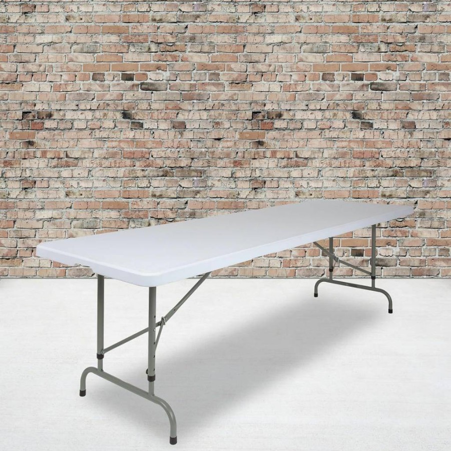 Flash Furniture 8-Foot Adjustable Height Granite White Folding Plastic Table