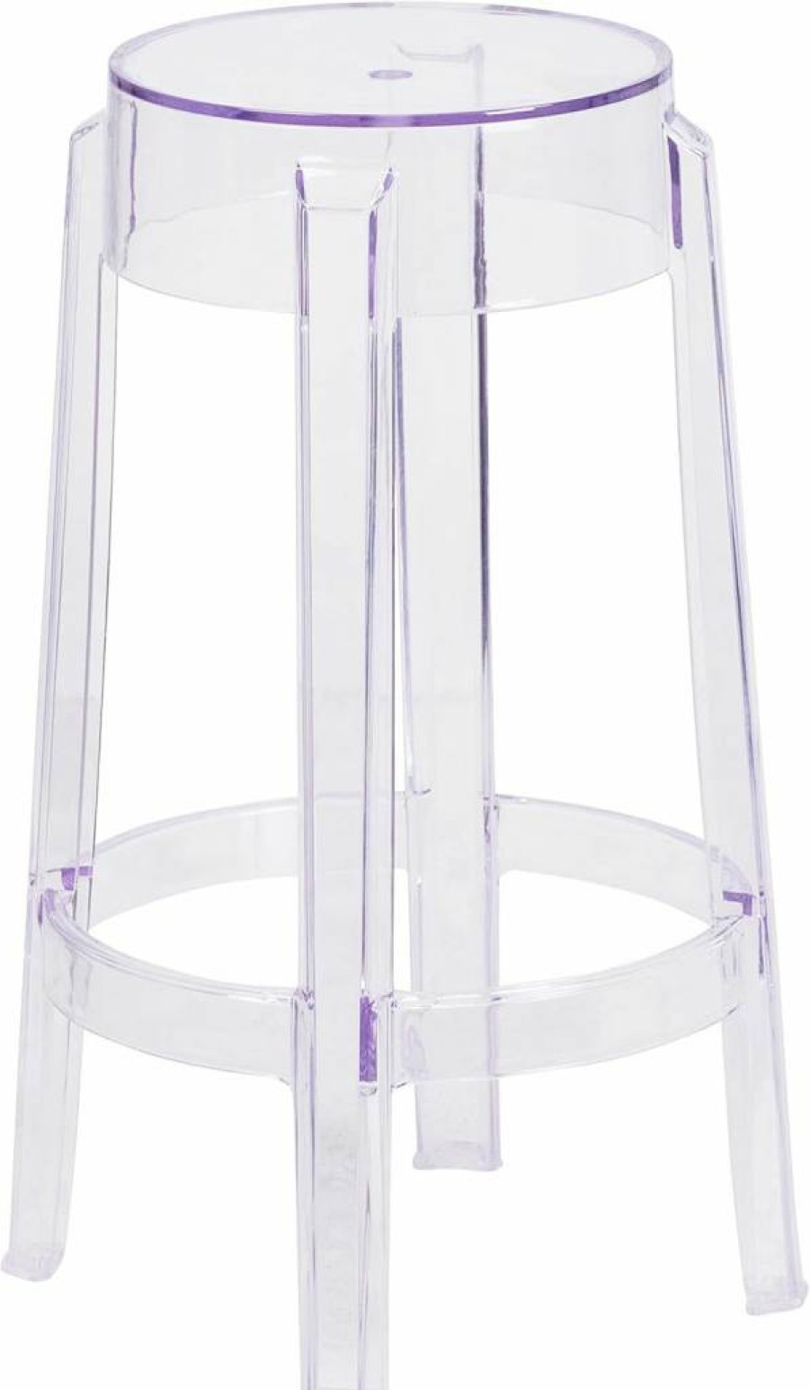 Flash Furniture Laney 25.75" Stackable Transparent Ghost Stool for Indoor/Outdoor Counter Height Dining - Clear Acrylic Stool with Foot Ring