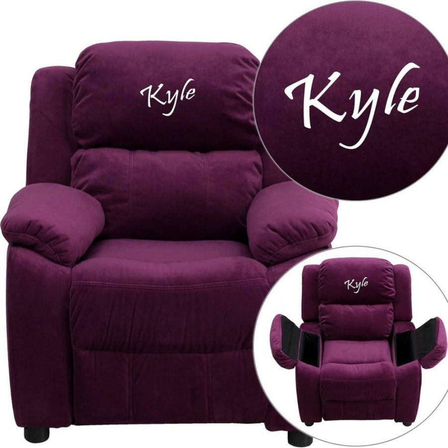 Flash Furniture Purple Microfiber Kids Recliner Chair with Textured Design