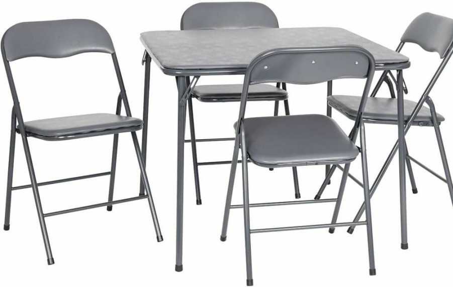 Flash Furniture Madelyn 33.5" Square Folding Card Table with Padded Vinyl Top - Portable Game Table for 4 Players, Black - Compact & Durable Design for Home & Events