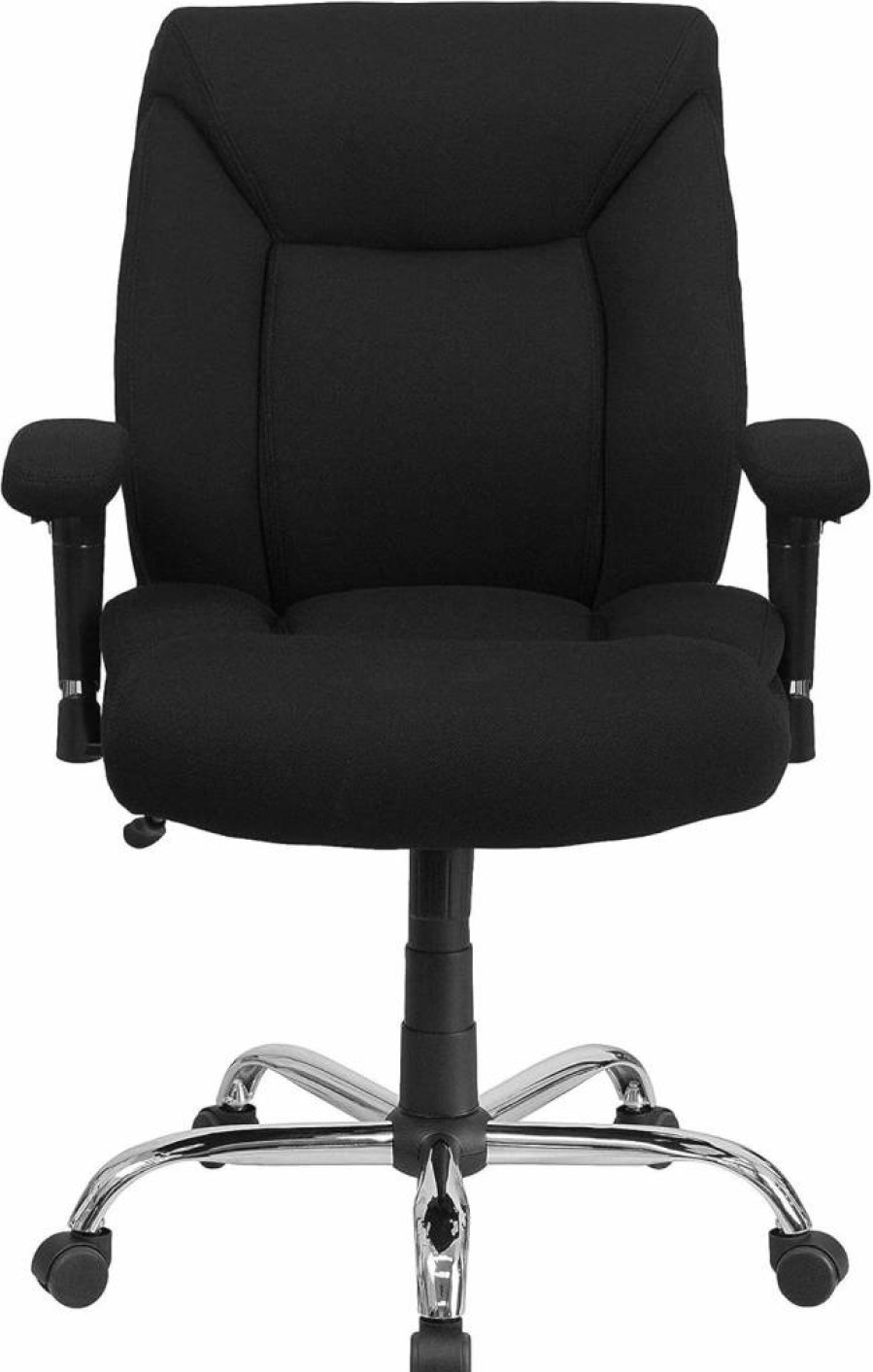 Flash Furniture Hercules Series 400 lb. Capacity Black Fabric Swivel Office Chair with Adjustable Arms - Ergonomic Big & Tall Task Chair