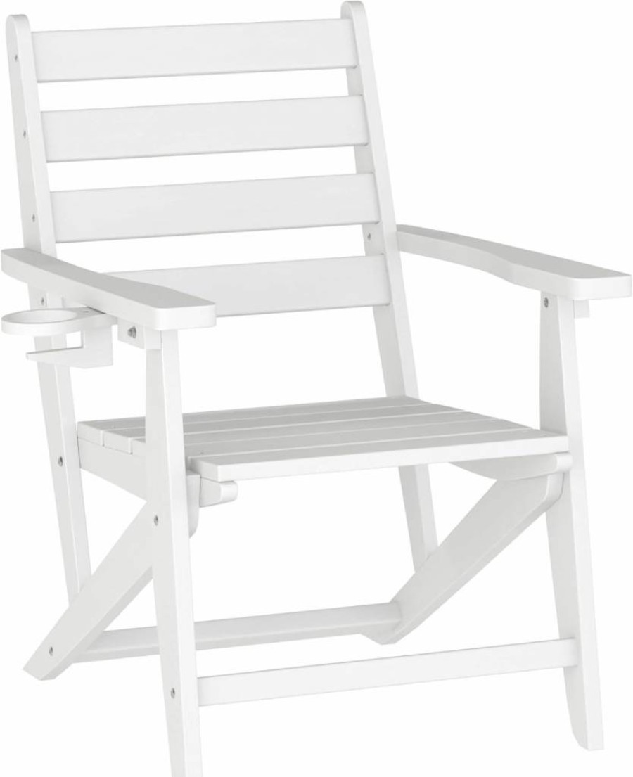 Flash Furniture Tolleson Commercial Adirondack Chair with Cup Holder - Weather-Resistant Recycled HDPE, Foldable, Gray
