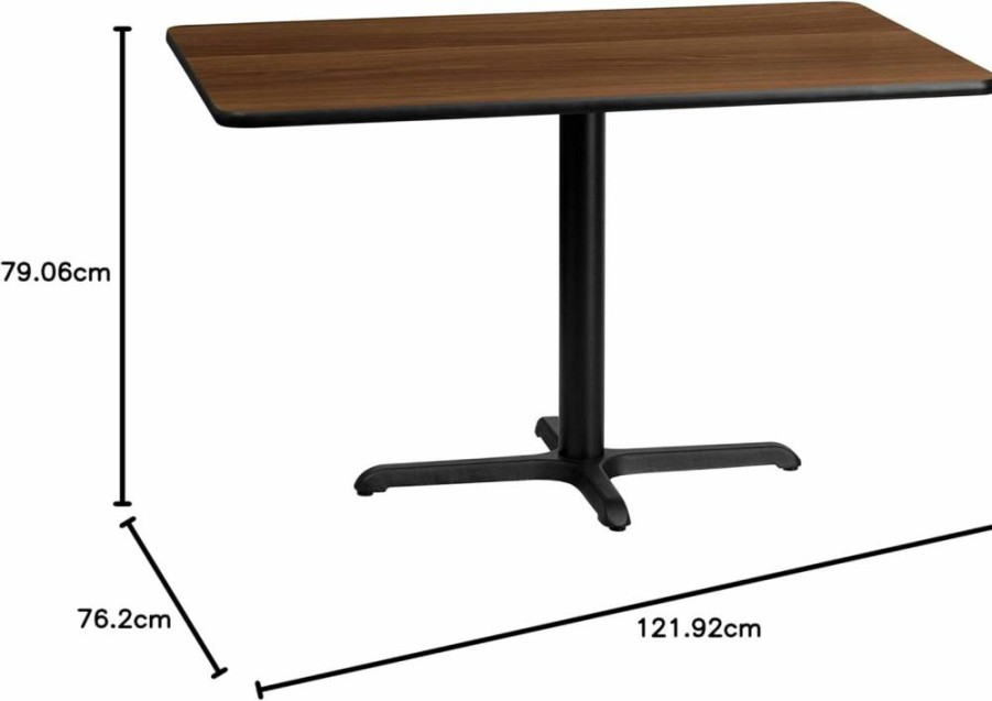 Flash Furniture 30x48 Inch Rectangular Walnut Laminate Dining Table with Sturdy Base, 29.5 Inch Height