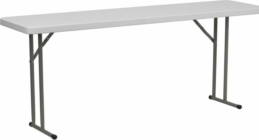 Flash Furniture 8-Foot White Plastic Folding Table - 330 lb Capacity Rectangular Training & Event Table, Portable Foldable Design