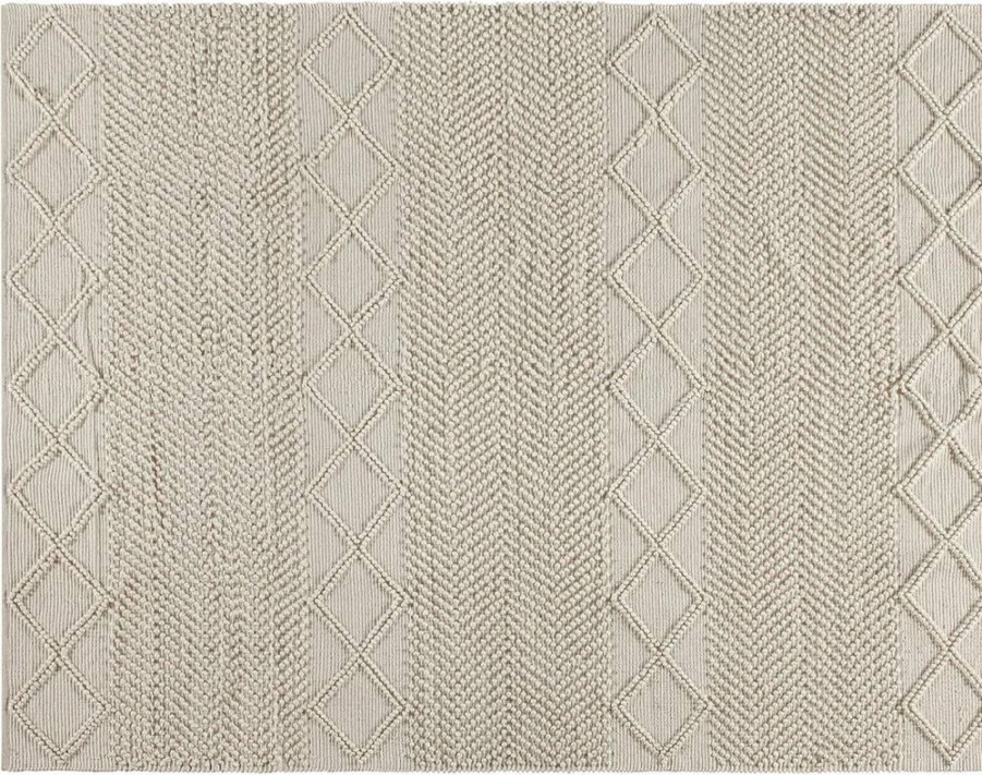Flash Furniture Melissa Handwoven White Ivory 8x10 Geometric Area Rug - Premium Woven Design for Living Room, Bedroom
