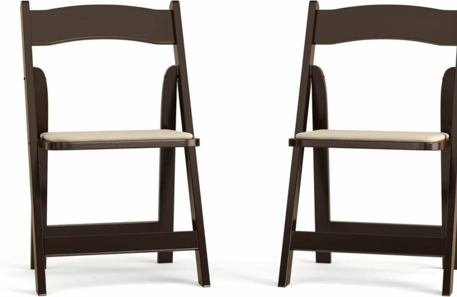 Flash Furniture 4-Pack Fruitwood Folding Chairs with Vinyl Padded Seats - Hercules Series