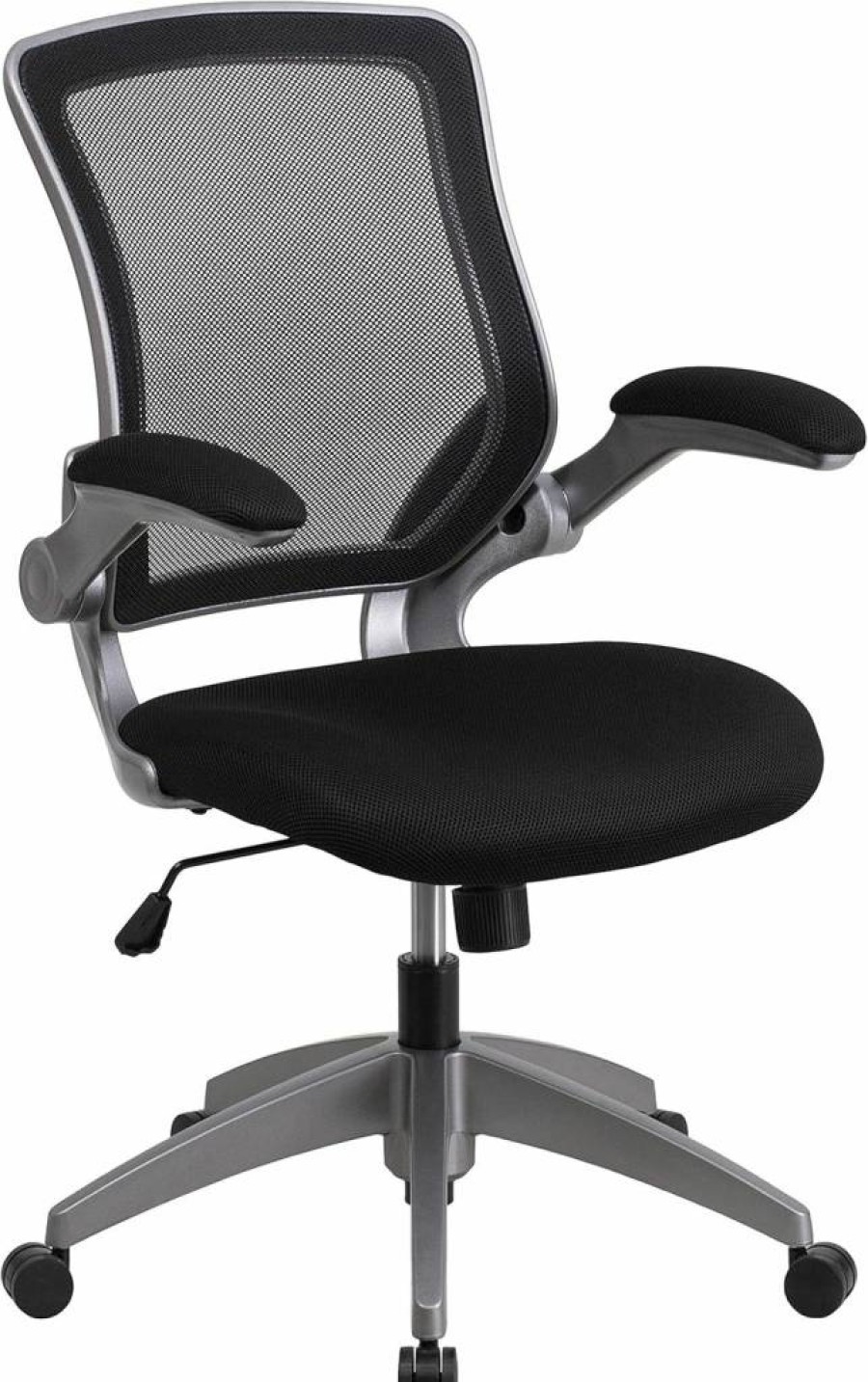 Flash Furniture Kale Ergonomic Mesh Office Chair with Swivel Base, Flip-Up Arms, and Gray Frame – Mid-Back Task Chair for Comfort & Support