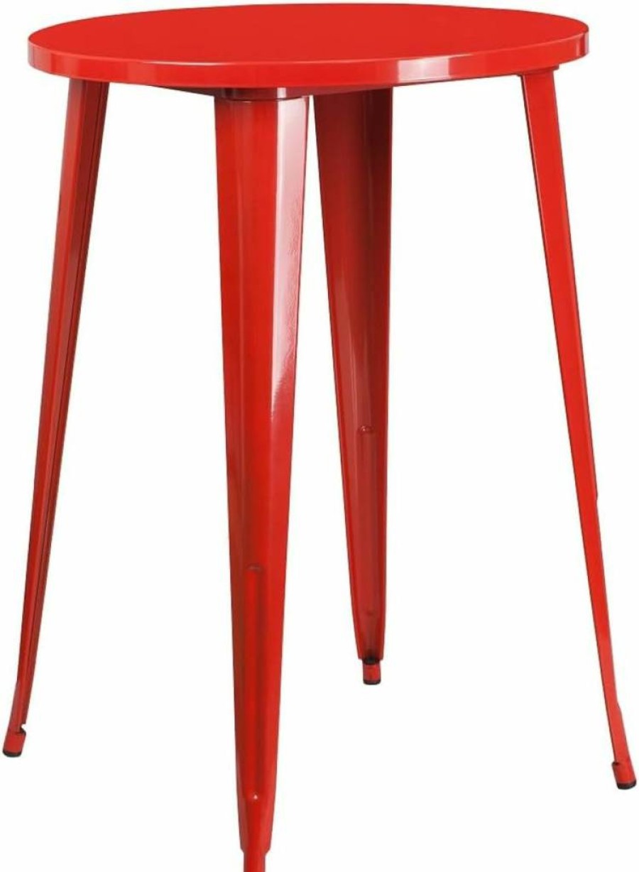 Flash Furniture 30" Round Blue Metal Bar Table - Indoor-Outdoor Commercial Height Dining Pub Table