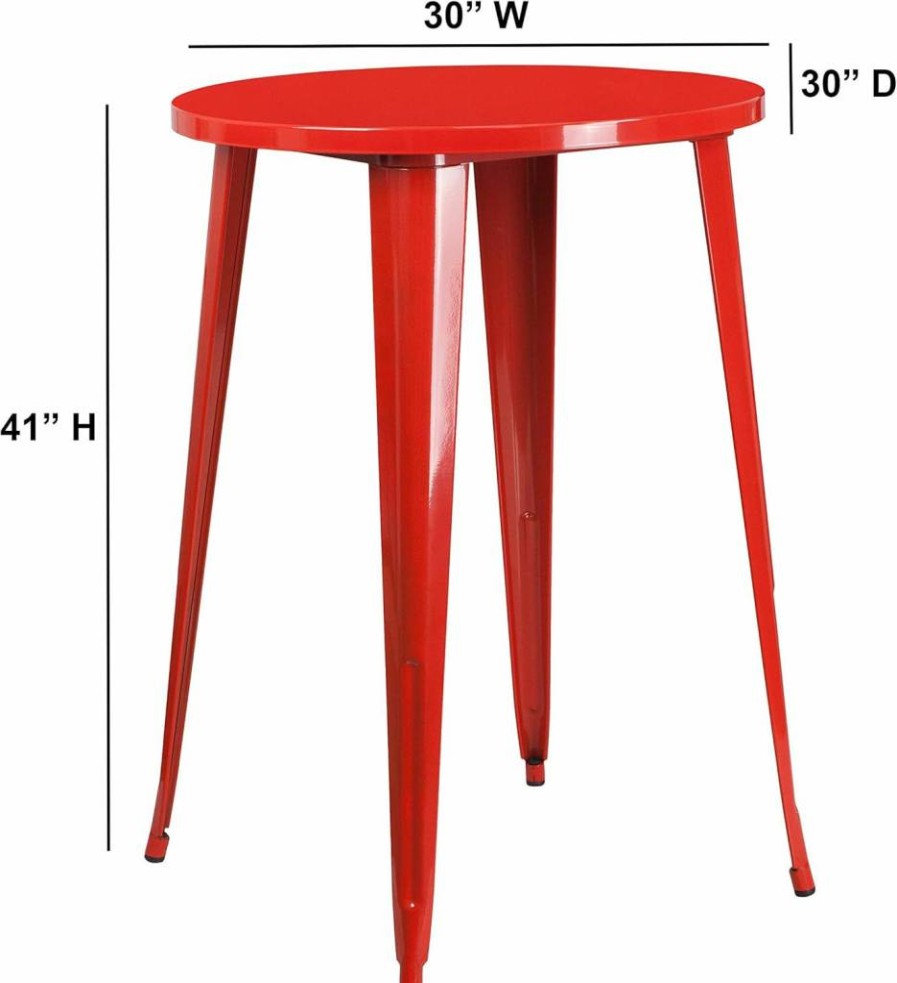 Flash Furniture 30" Round Blue Metal Bar Table - Indoor-Outdoor Commercial Height Dining Pub Table