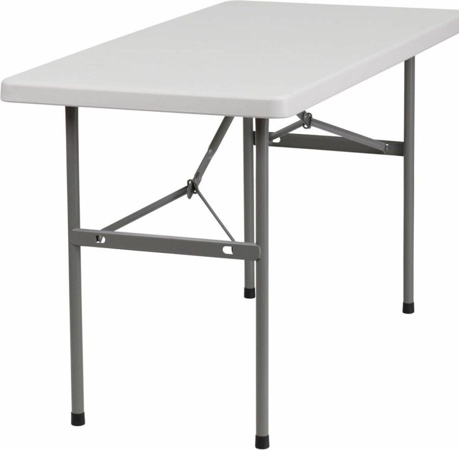 Flash Furniture 4-Foot Granite White Folding Plastic Table - Lightweight & Portable for Home or Office
