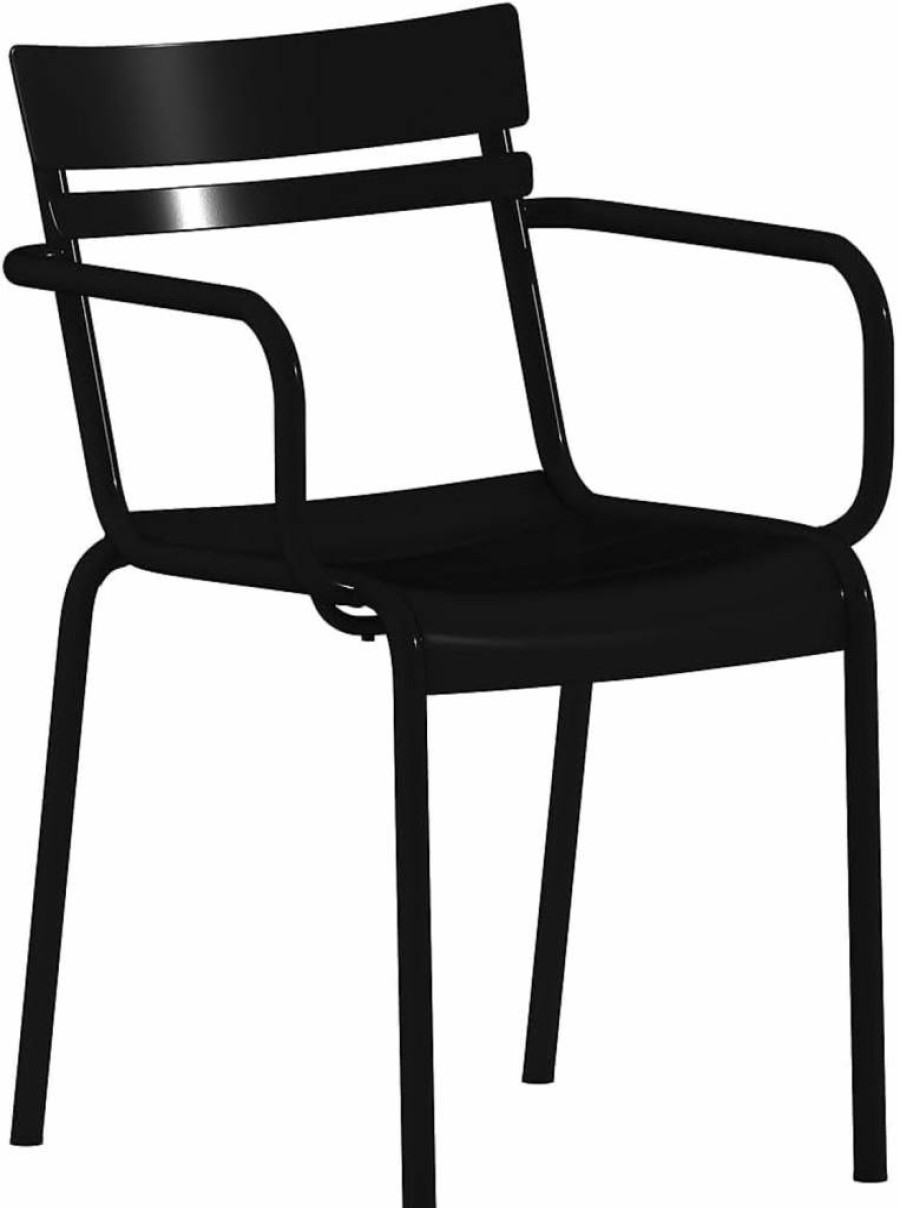 Flash Furniture Nash 4-Pack Steel Stackable Indoor-Outdoor Chairs with Arms, Commercial Grade, Silver
