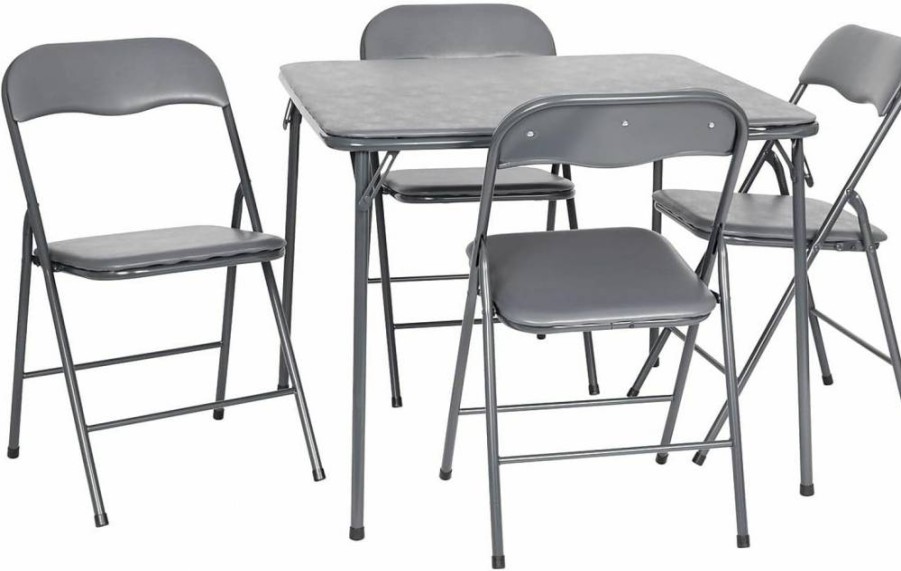 Flash Furniture Madelyn 33.5" Square Folding Card Table with Padded Vinyl Top - Portable Game Table for 4 Players, Brown - Compact & Durable Design
