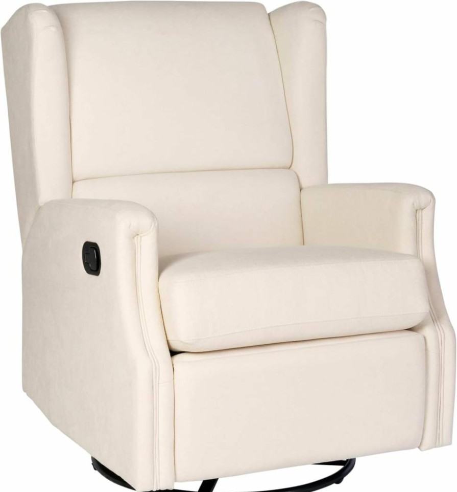 Flash Furniture Omma 360-Degree Swivel Glider Recliner Chair with Manual Wingback, Upholstered Dark Gray Rocker for Living Room, Bedroom or Nursery