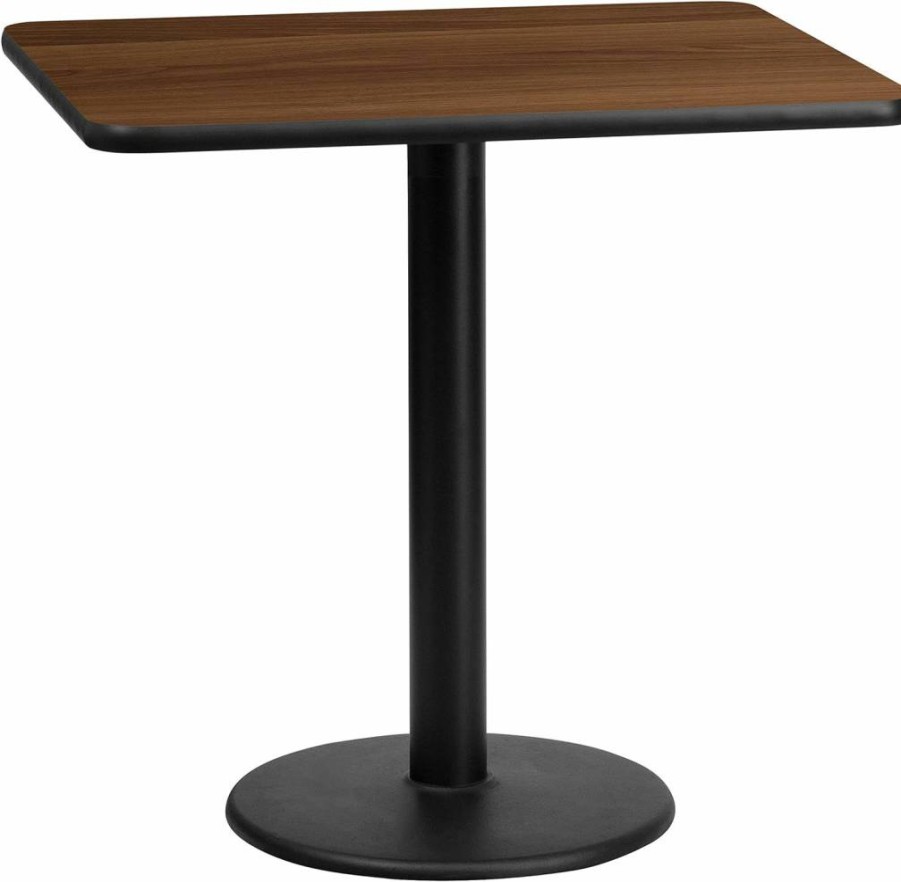 Flash Furniture 24x30 Inch Mahogany Laminate Rectangular Table with 18 Inch Round Base - Adjustable Height Dining or Office Table