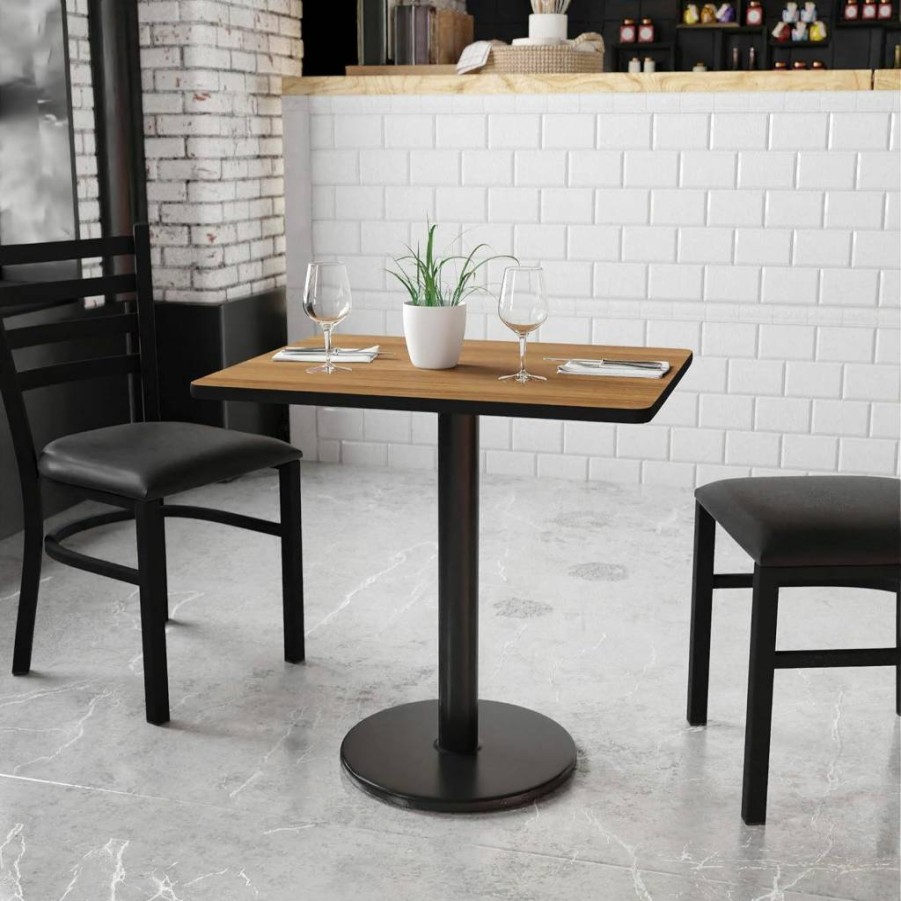 Flash Furniture 24x30 Inch Mahogany Laminate Rectangular Table with 18 Inch Round Base - Adjustable Height Dining or Office Table
