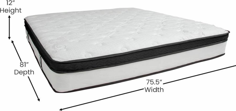 Flash Furniture Capri 12 Inch Full Mattress - CertiPUR-US Certified Memory Foam & Pocket Springs, Bed in a Box, White