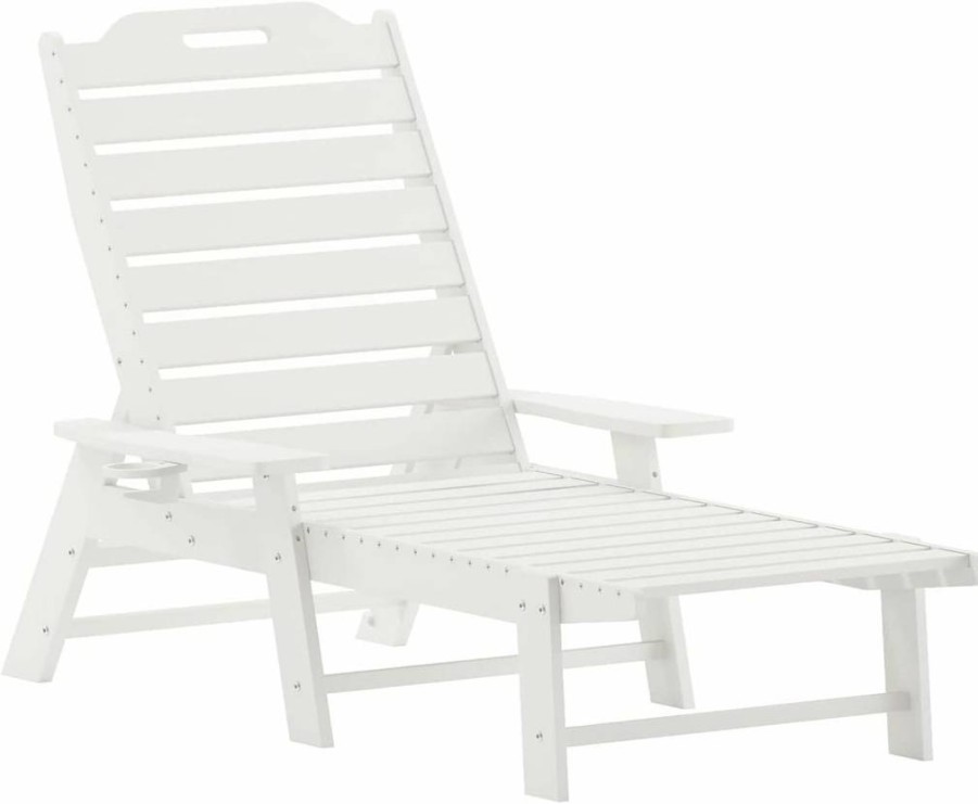Flash Furniture Monterey Adjustable Adirondack Chair - Gray All-Weather HDPE Lounge Chair with Cup Holder for Indoor & Outdoor Use
