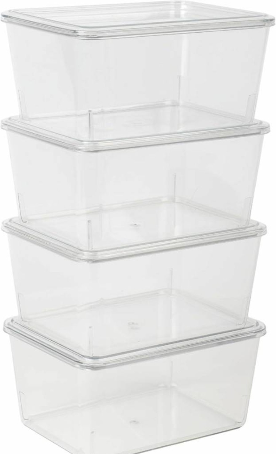 Martha Stewart 4-Pack Clear Plastic Storage Bins with Lids - 6.75" x 5" Organizer Containers for Home, Office, Kitchen & Bathroom Organization