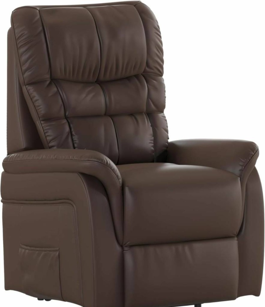 Flash Furniture Hercules Power Lift Recliner - Cognac Leathersoft Electric Chair for Elderly & Seniors with Easy Lift Mechanism