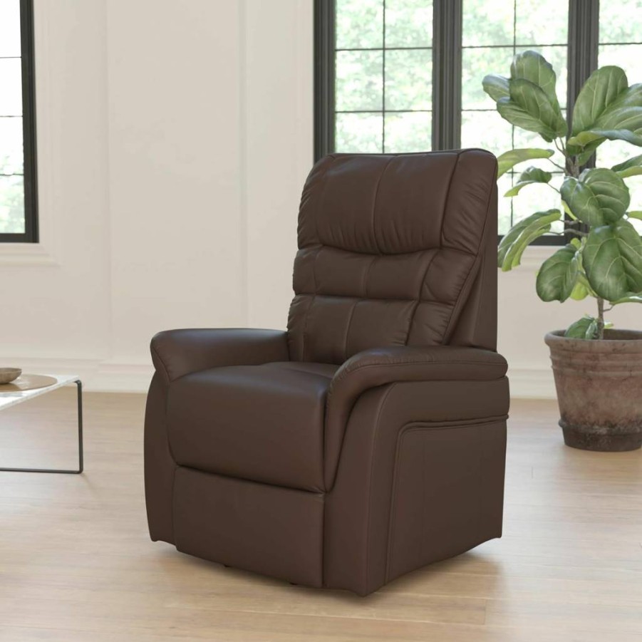 Flash Furniture Hercules Power Lift Recliner - Cognac Leathersoft Electric Chair for Elderly & Seniors with Easy Lift Mechanism