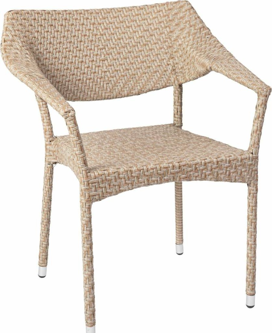 Flash Furniture Jace Commercial Grade Stacking Patio Dining Chair - Weather-Resistant Rattan Wicker, Natural, Single Chair