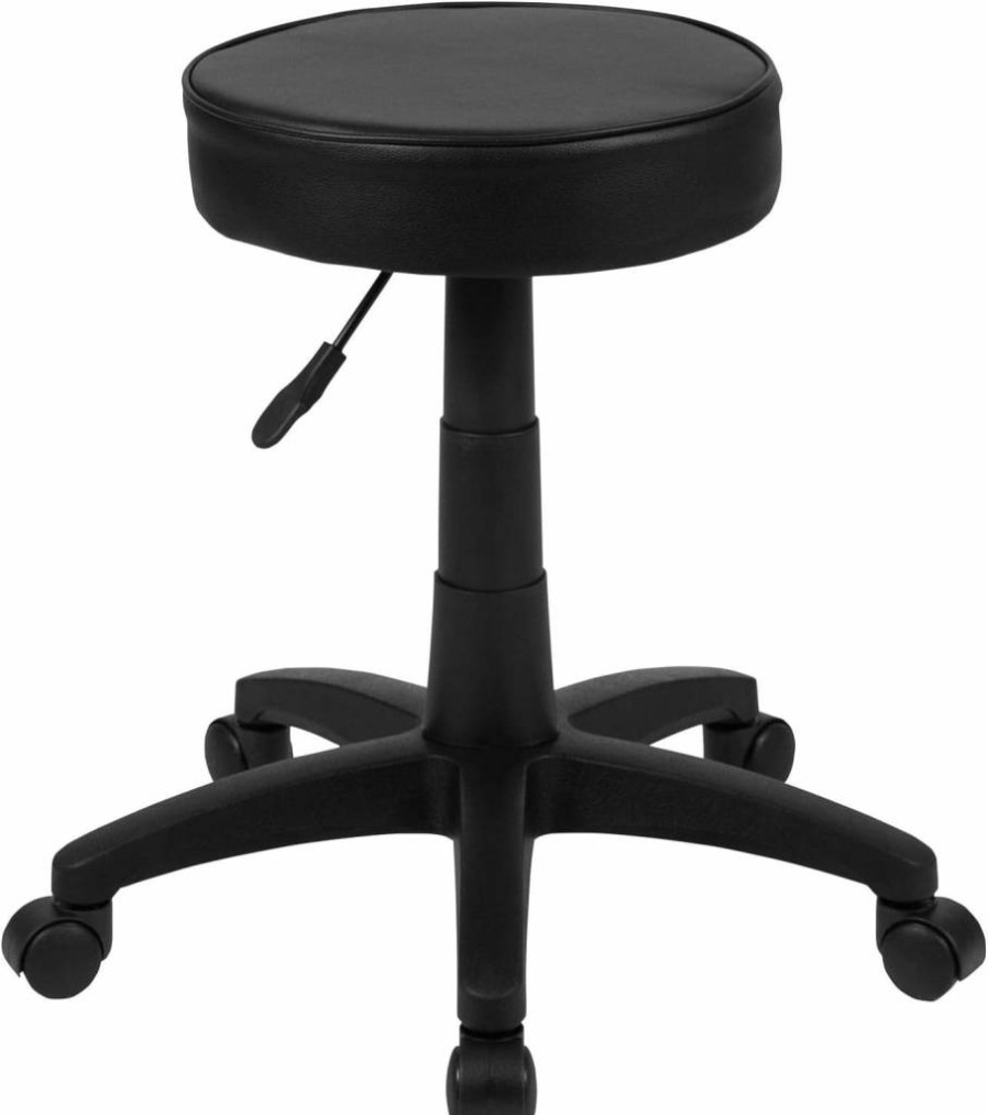 Flash Furniture Adjustable Black Doctor's Stool with Ergonomic Seat & Wheels